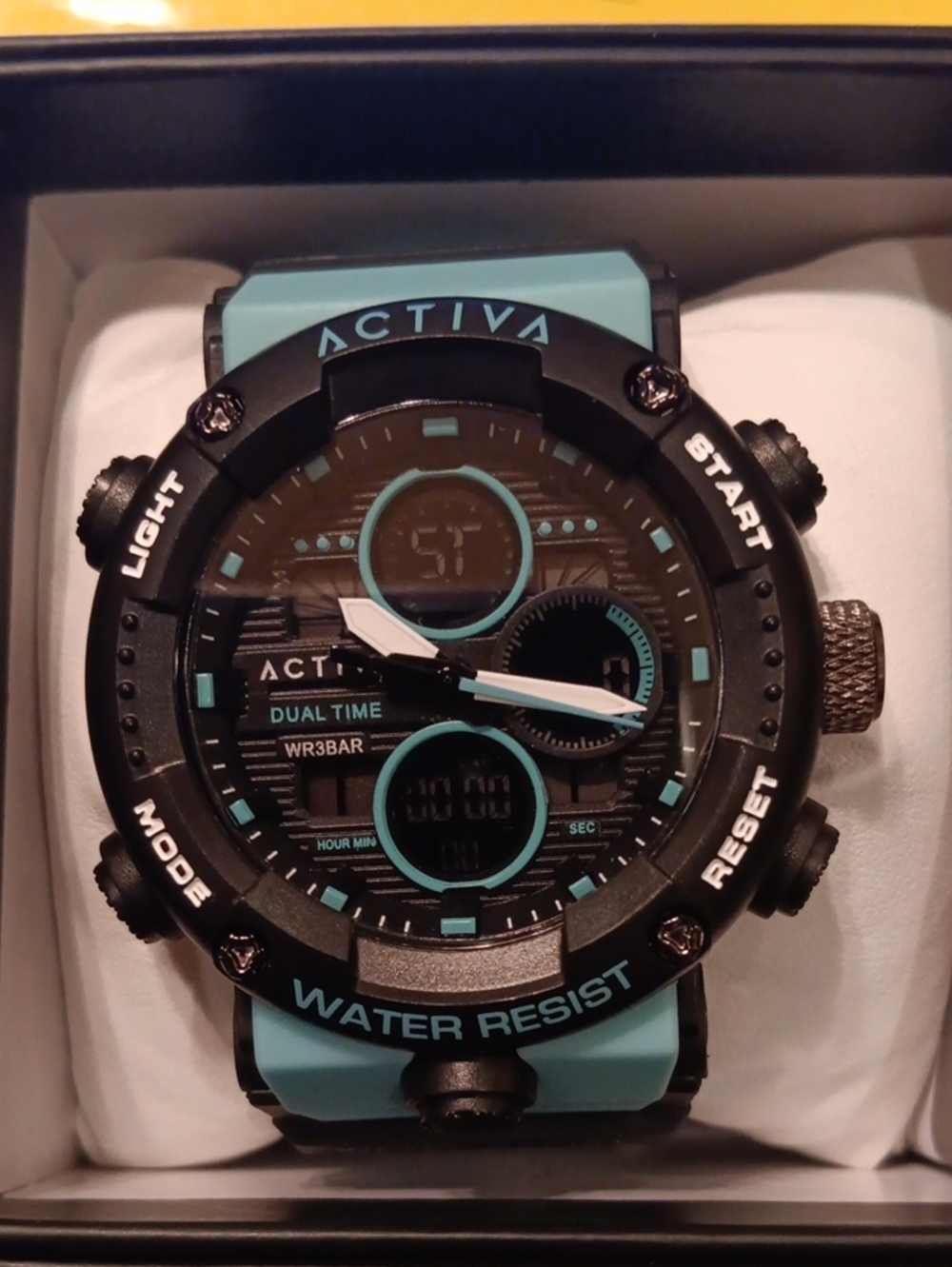 Activa Dual Time Watch - Black and Teal Accents